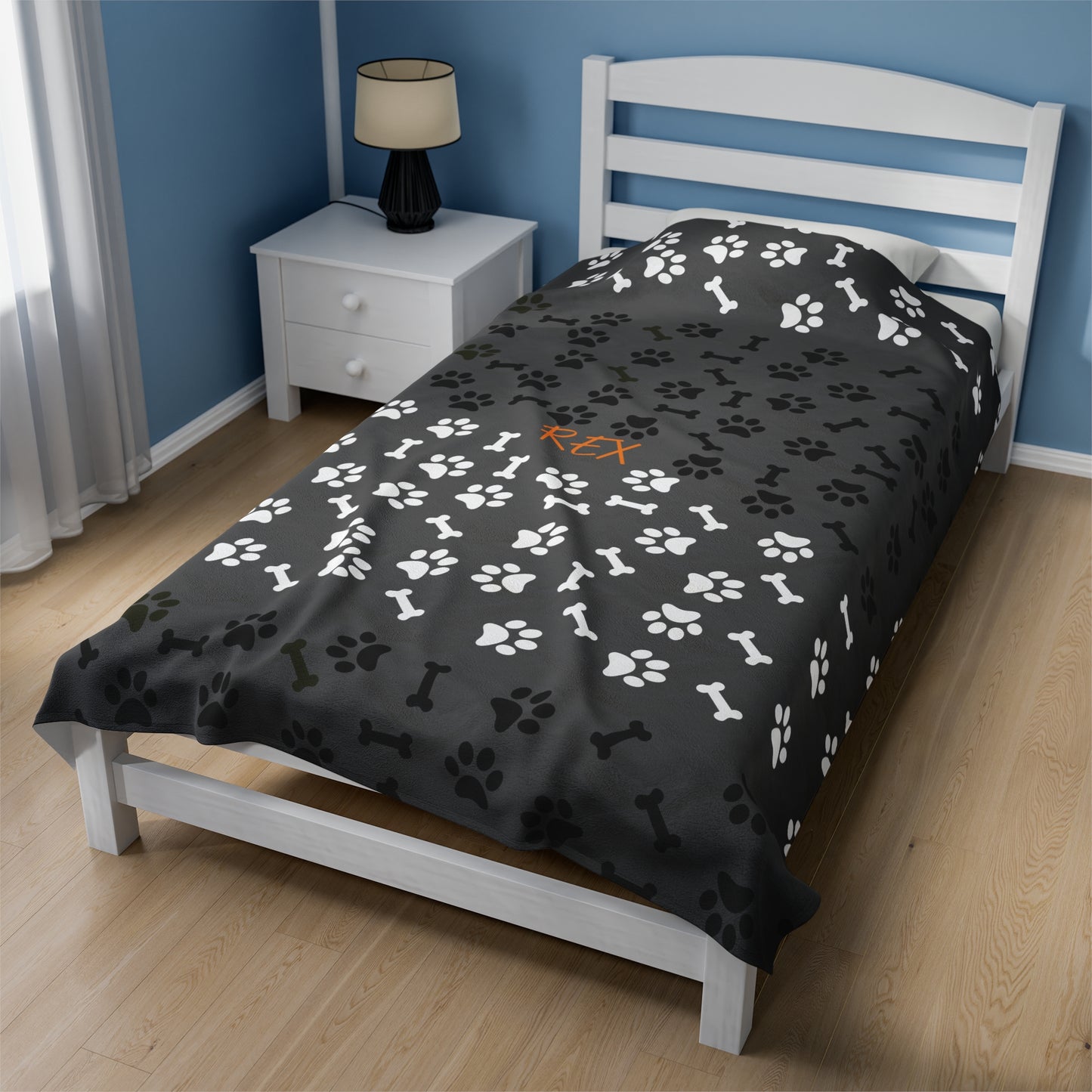 Personalized two toned paws and bones#1 blanket
