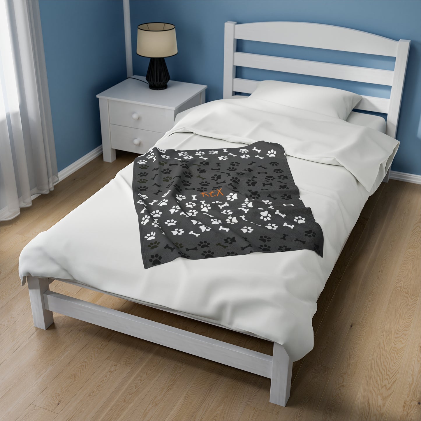 Personalized two toned paws and bones#1 blanket