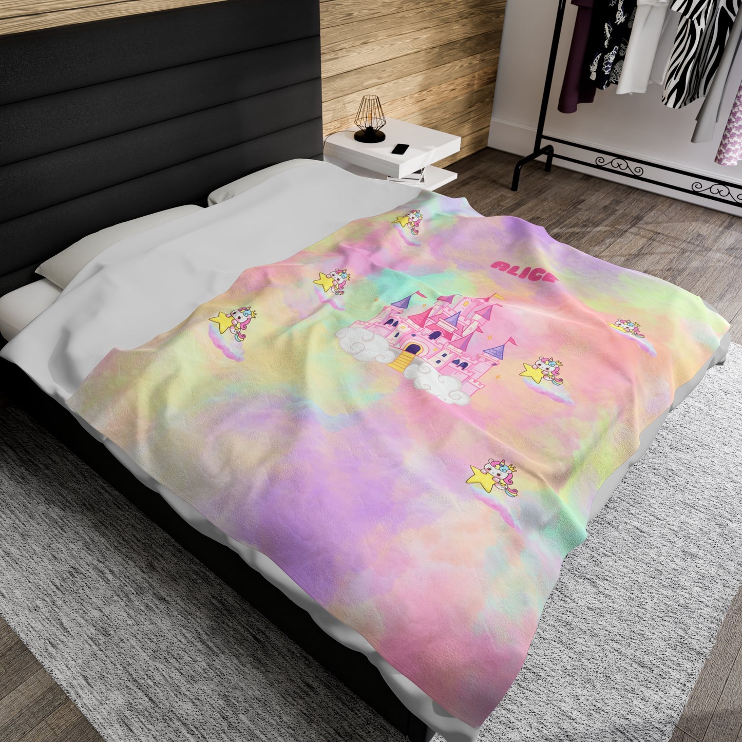 Personalized Magical Princess and Castle Blanket