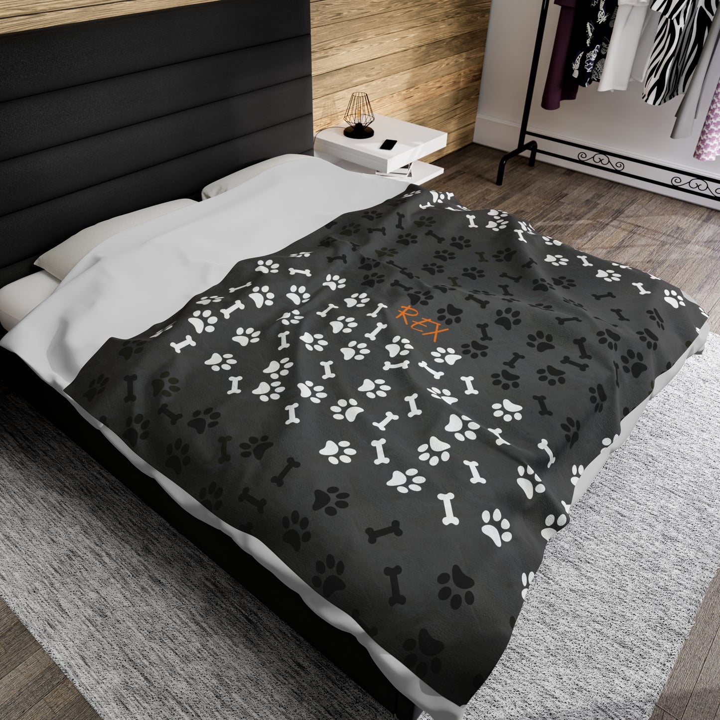 Personalized two toned paws and bones#1 blanket