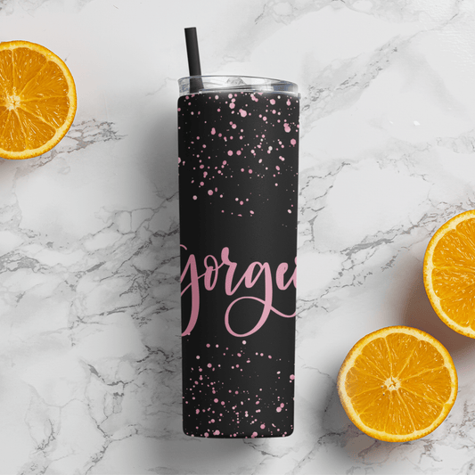 Motivational-Gorgeous Skinny Matte Tumbler, 20oz