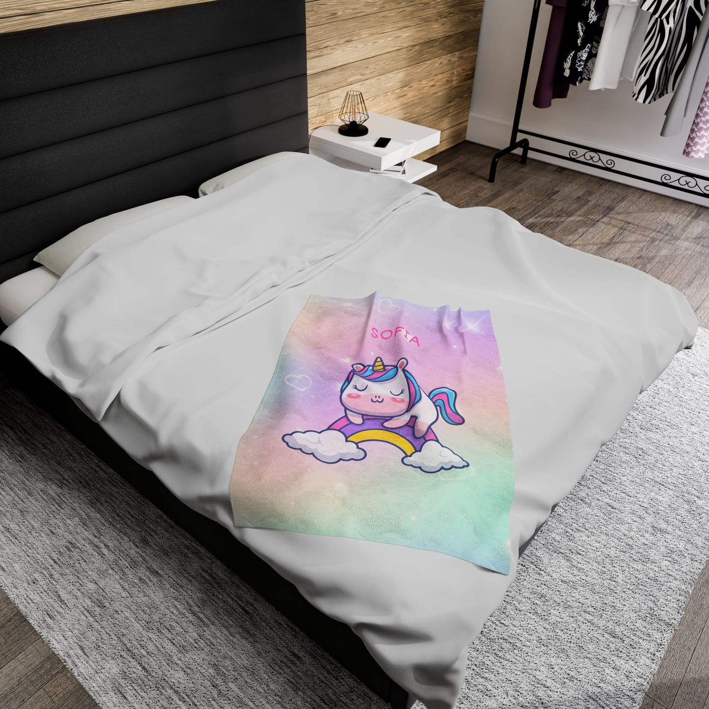 Personalized Unicorn Plush Blanket - Sofia