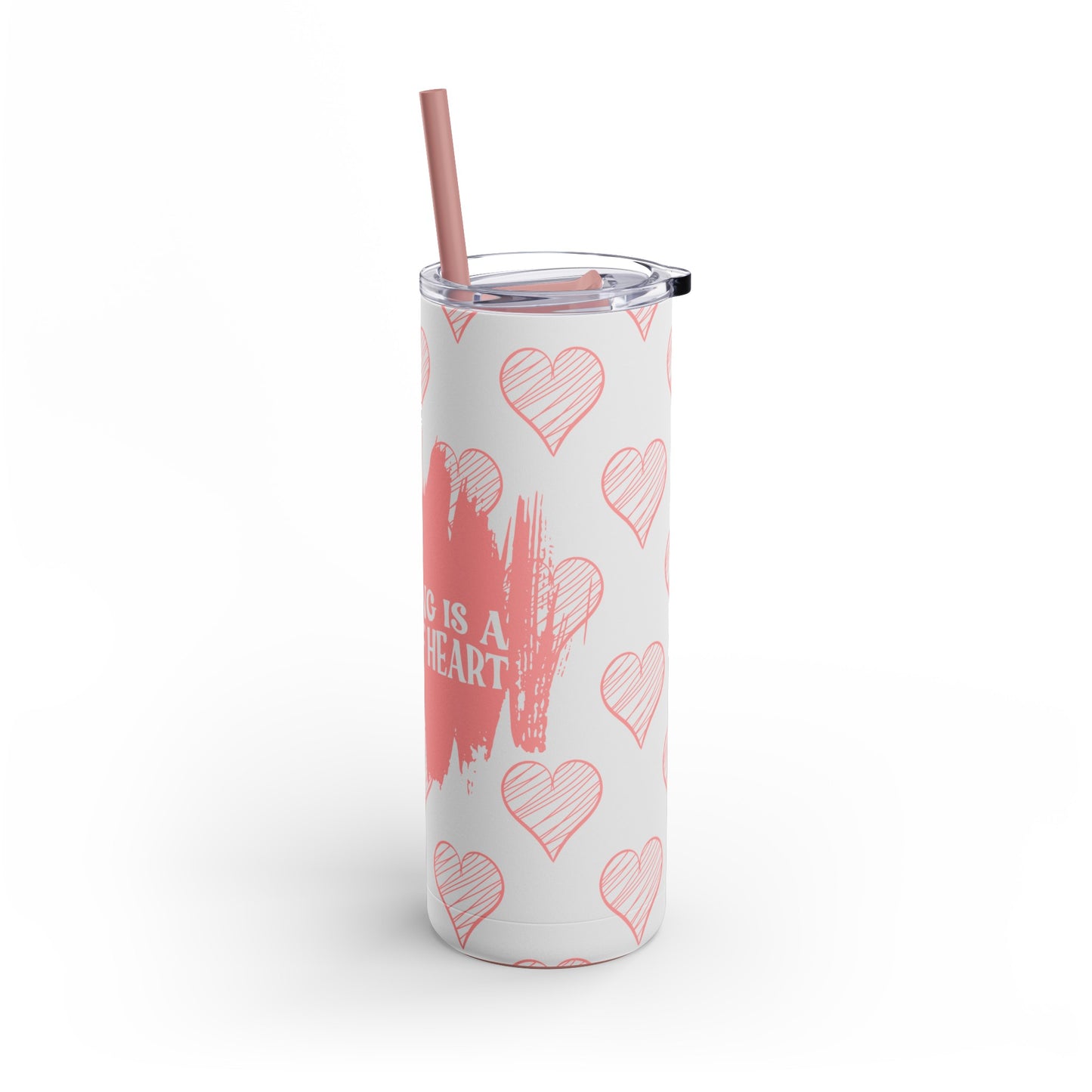 Teaching is a work of Heart_Pink  Skinny Matte Tumbler, 20oz