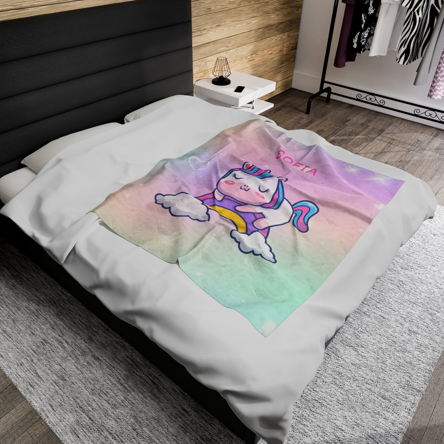 Personalized Unicorn Plush Blanket - Sofia