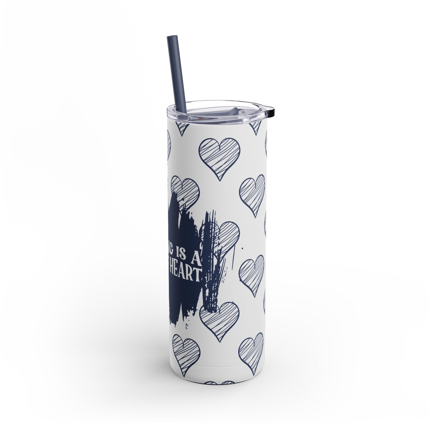 Teaching is a work of heart_Blue Skinny Matte Tumbler, 20oz