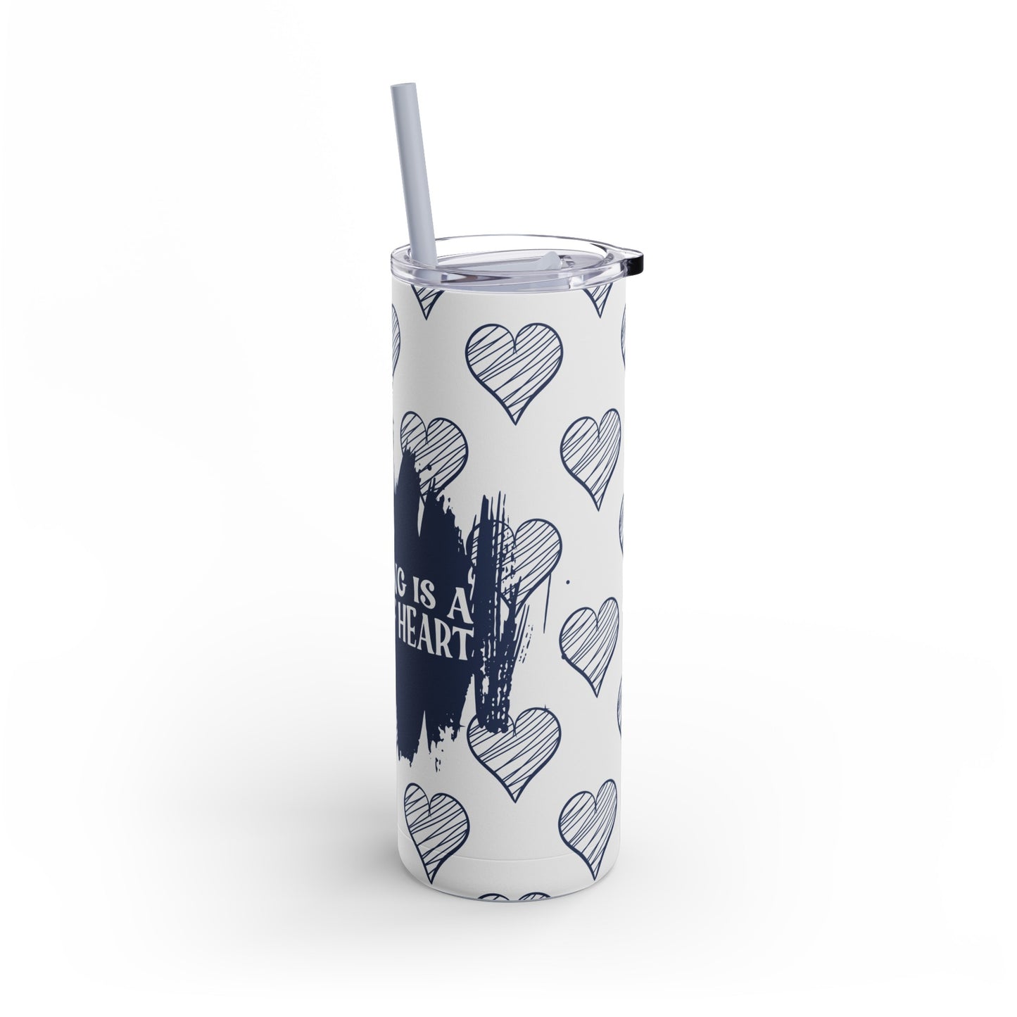 Teaching is a work of heart_Blue Skinny Matte Tumbler, 20oz