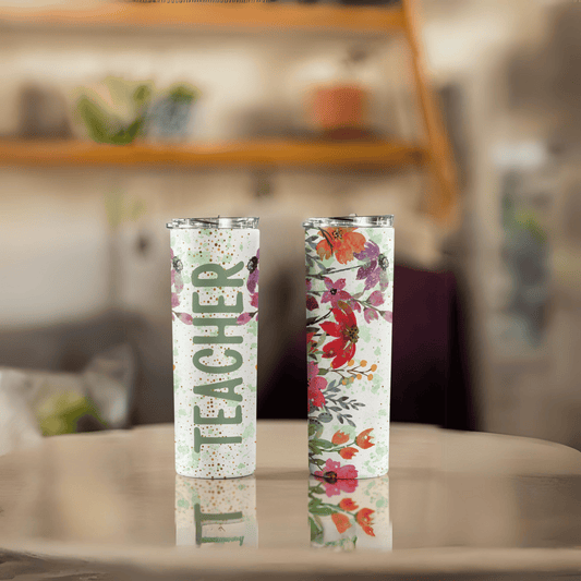 Teacher floral Skinny Matte Tumbler, 20oz