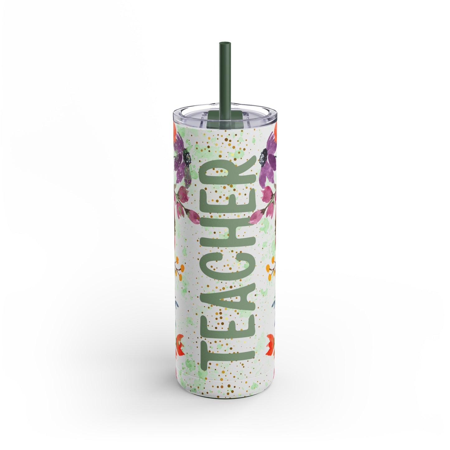 Teacher floral Skinny Matte Tumbler, 20oz