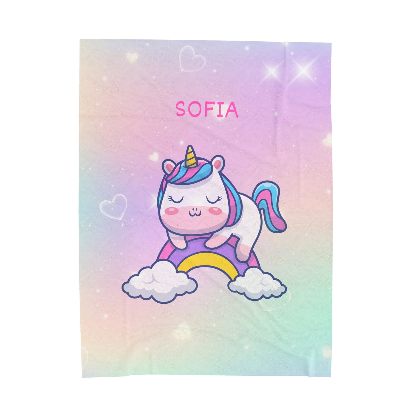 Personalized Unicorn Plush Blanket - Sofia