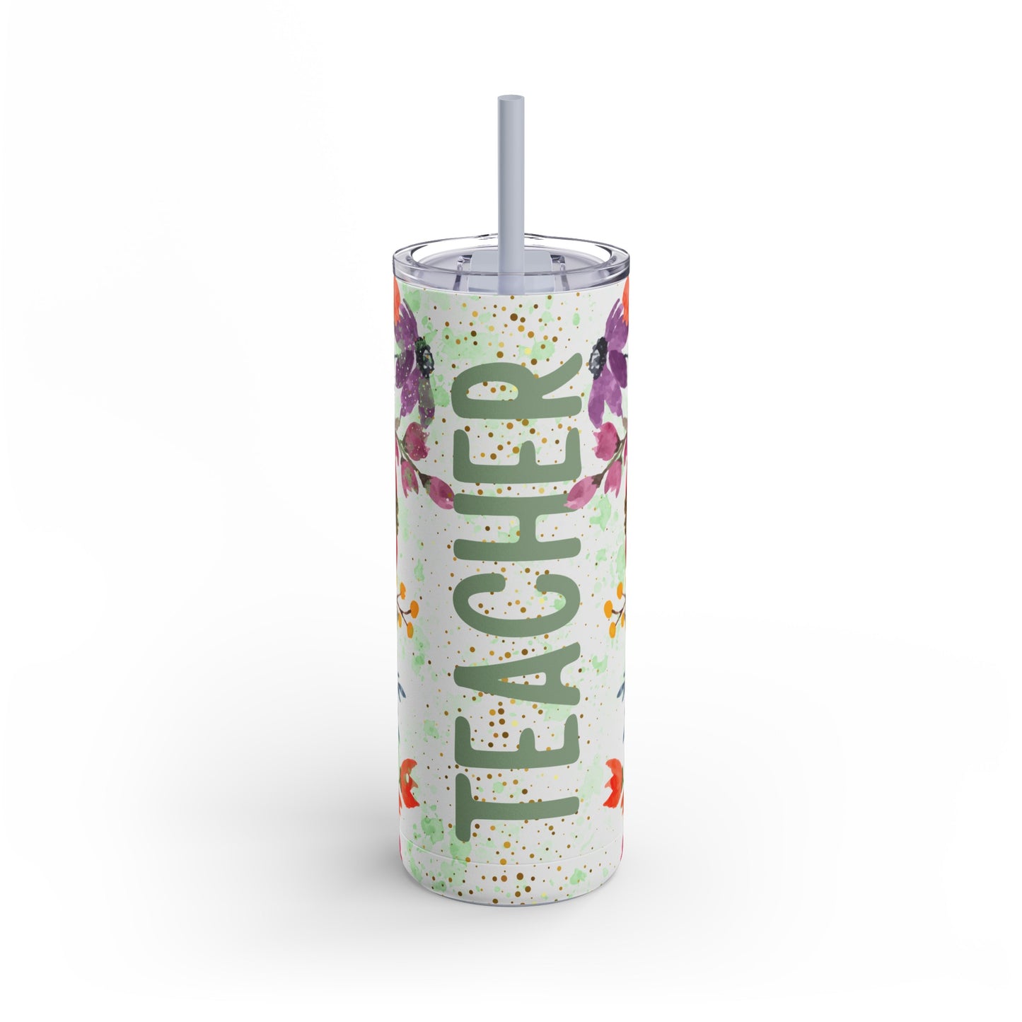 Teacher floral Skinny Matte Tumbler, 20oz