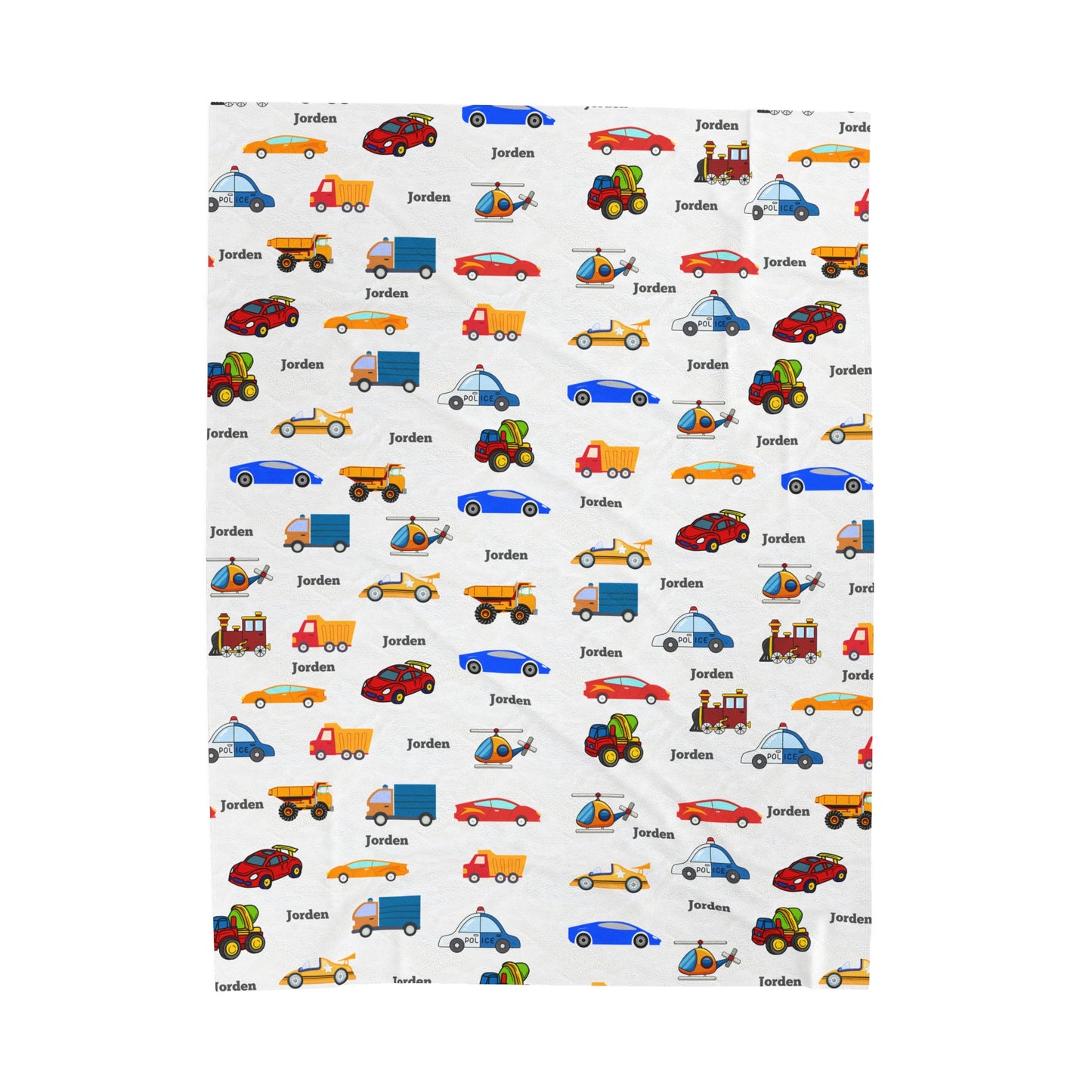 Personalized Car-Themed Velveteen Plush Blanket for Kids Jorden