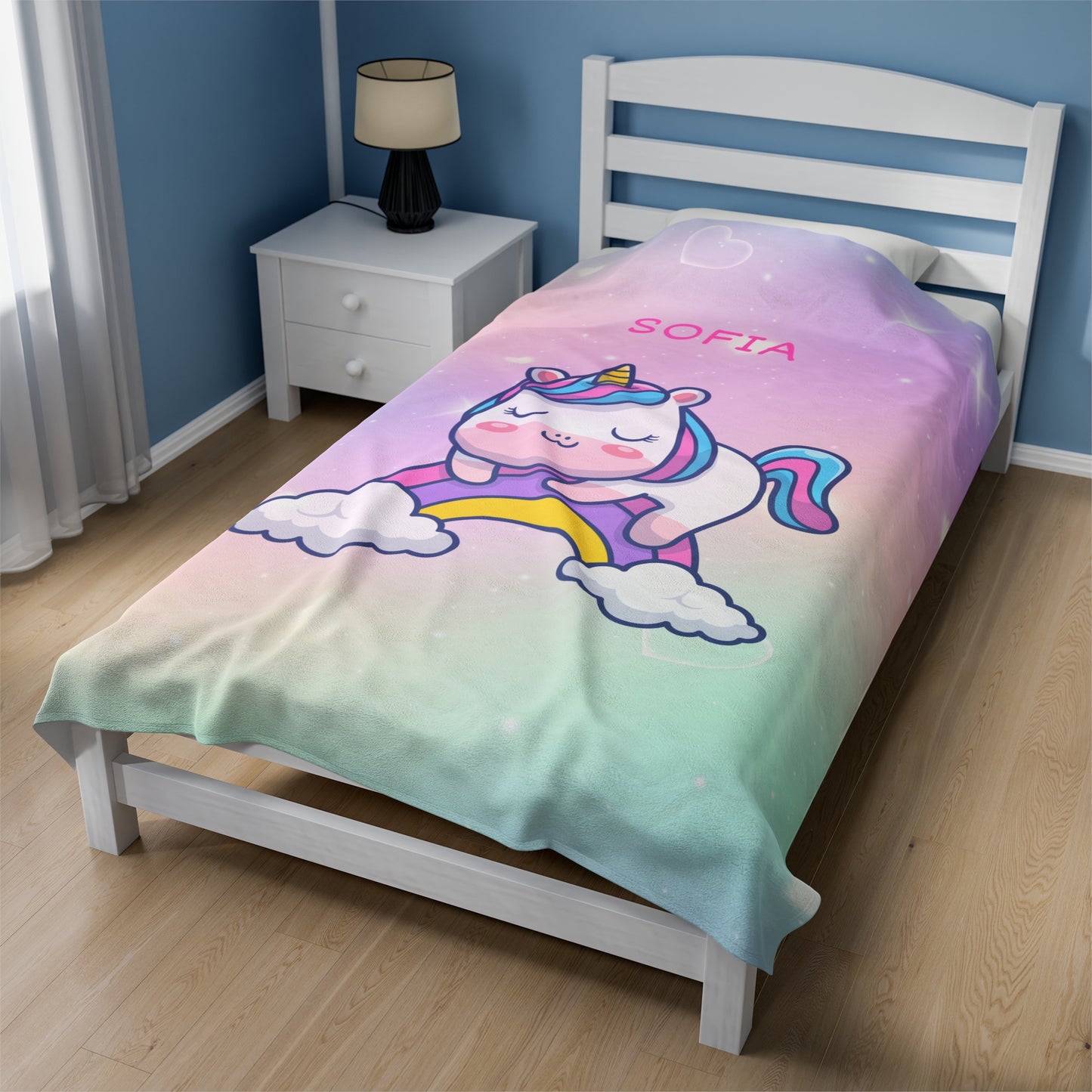 Personalized Unicorn Plush Blanket - Sofia