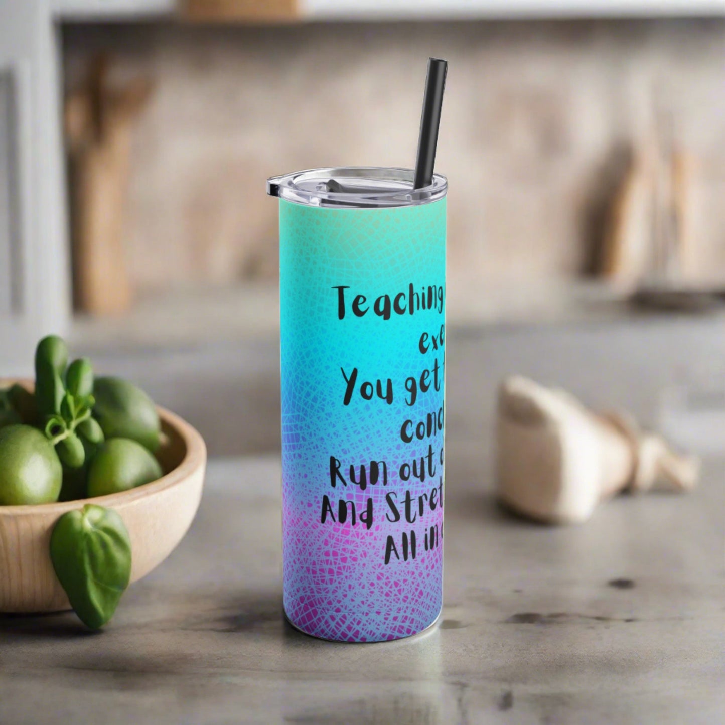 Teaching is the best exercise Skinny Matte Tumbler, 20oz