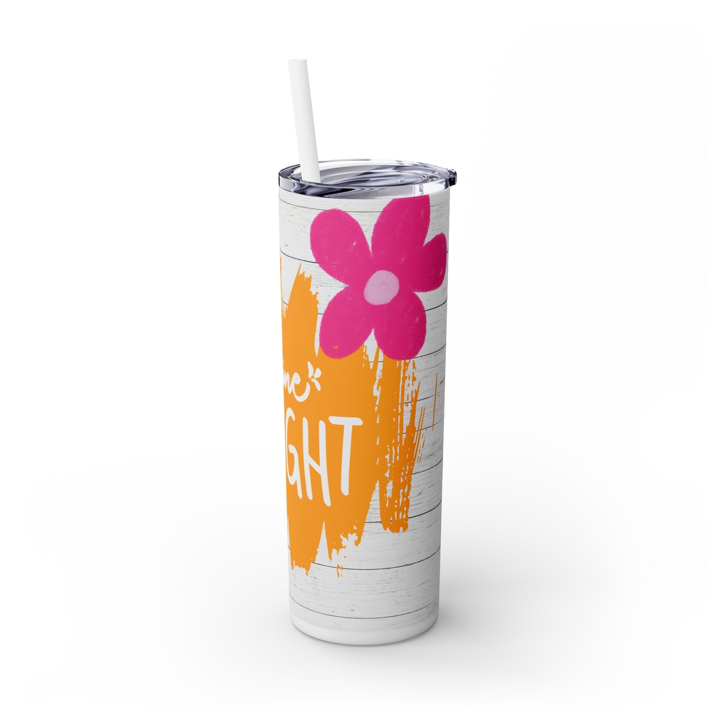 Shine Bright Motivational Skinny Tumbler with Straw, 20oz