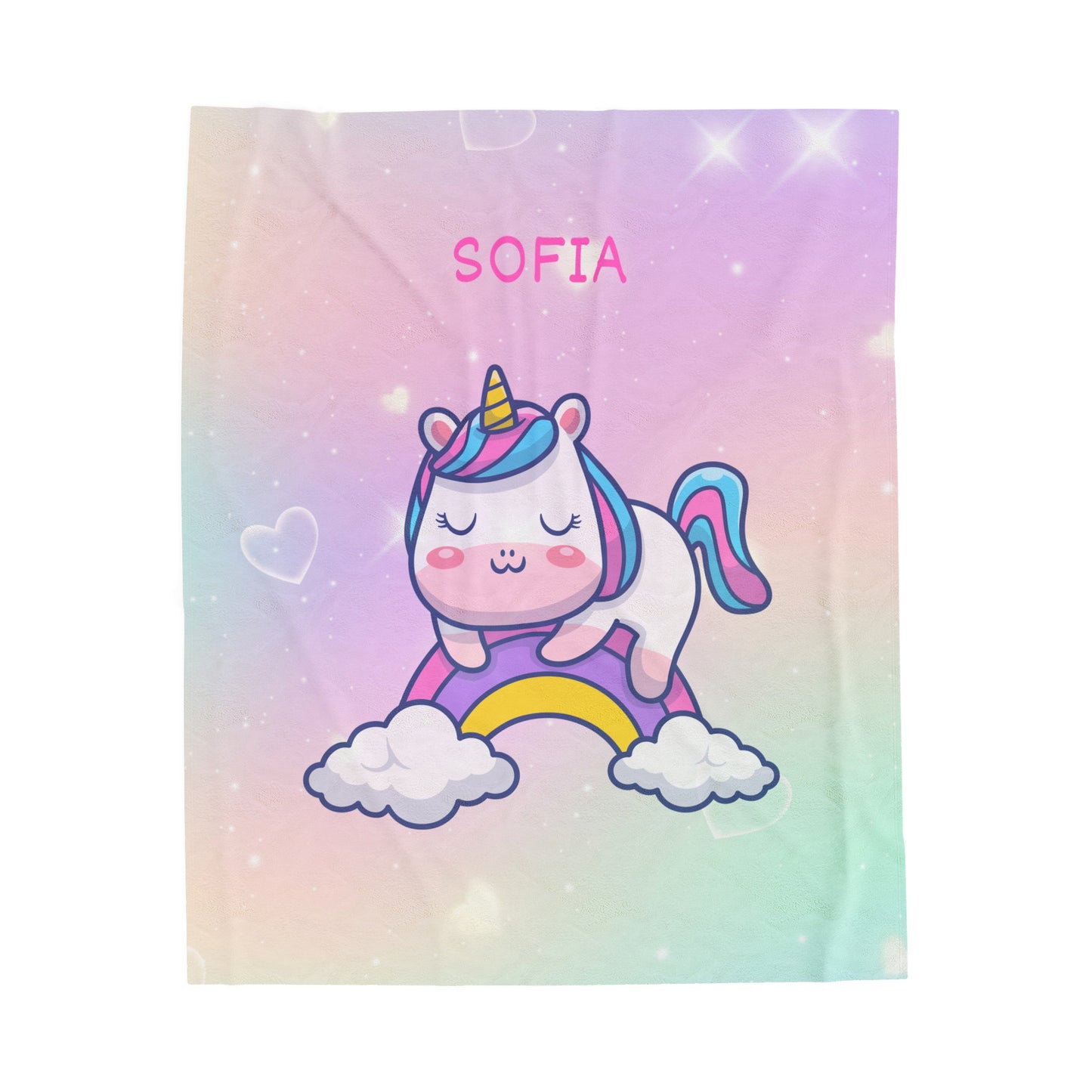 Personalized Unicorn Plush Blanket - Sofia