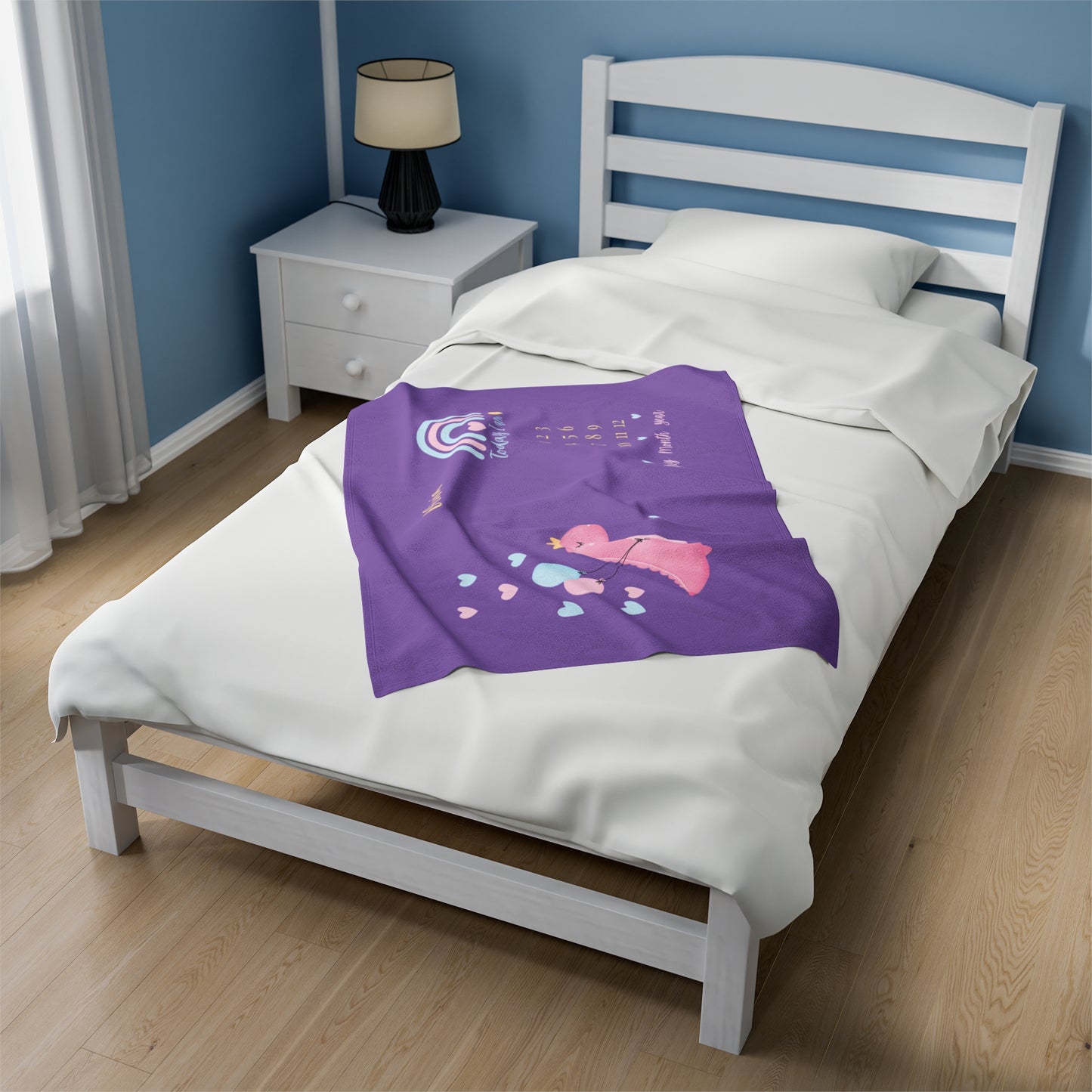 Personalized Dino2 Plush Blanket for Kids purple