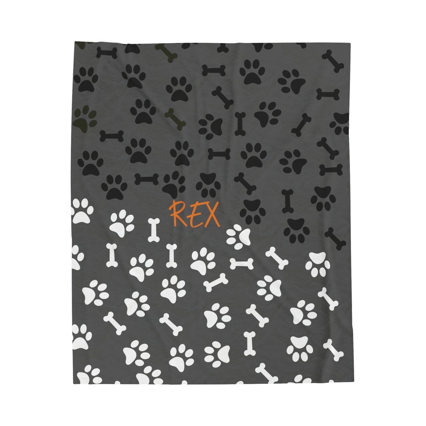 Personalized velveteen Plush Blanket - Rex black & white 2