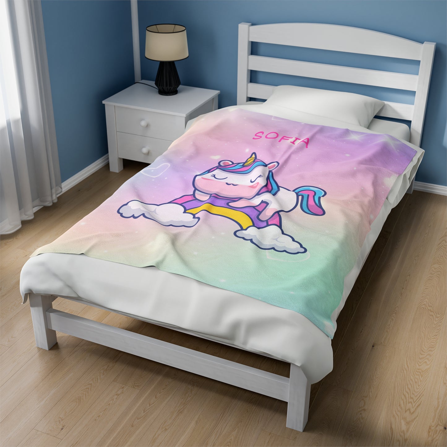 Personalized Unicorn Plush Blanket - Sofia