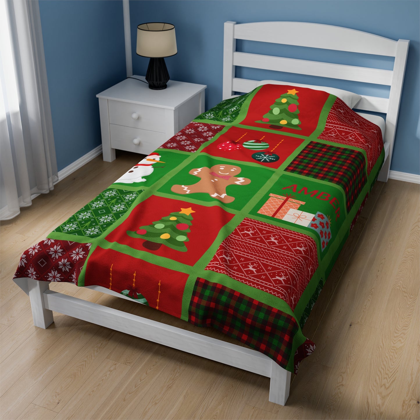 Personalized Velveteen Plush Blanket - Festive Holiday Decor 3