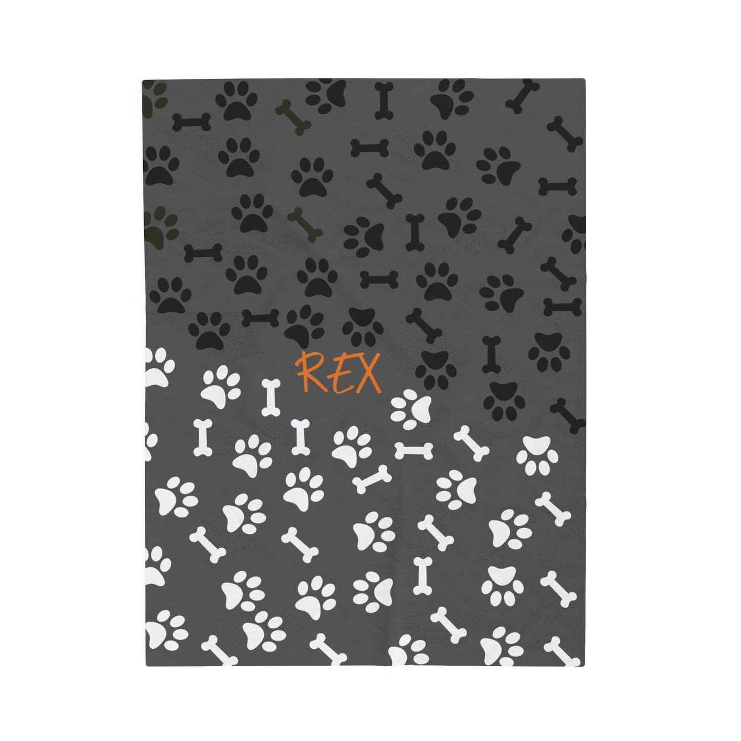 Personalized velveteen Plush Blanket - Rex black & white 2