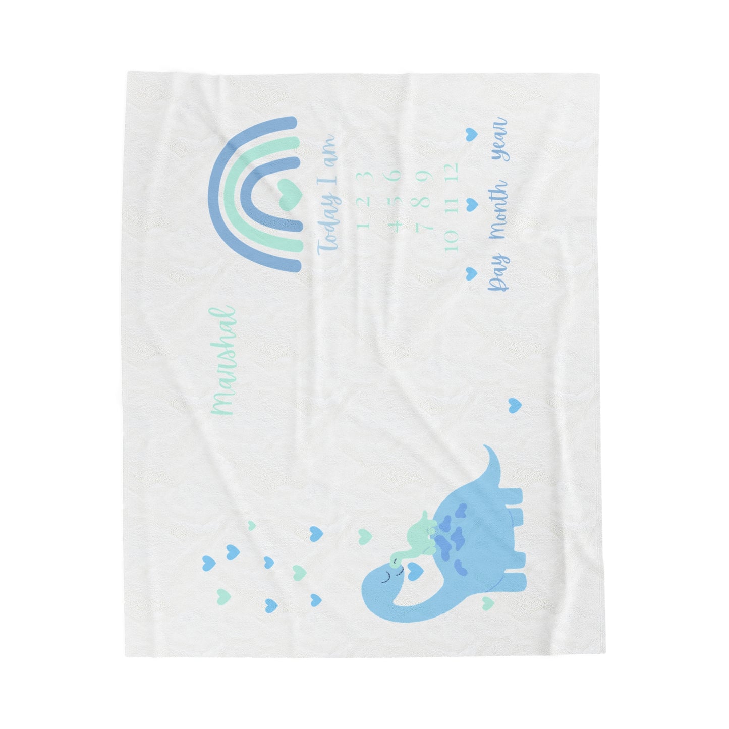 Personalized Dinosaur Velveteen Plush Blanket white