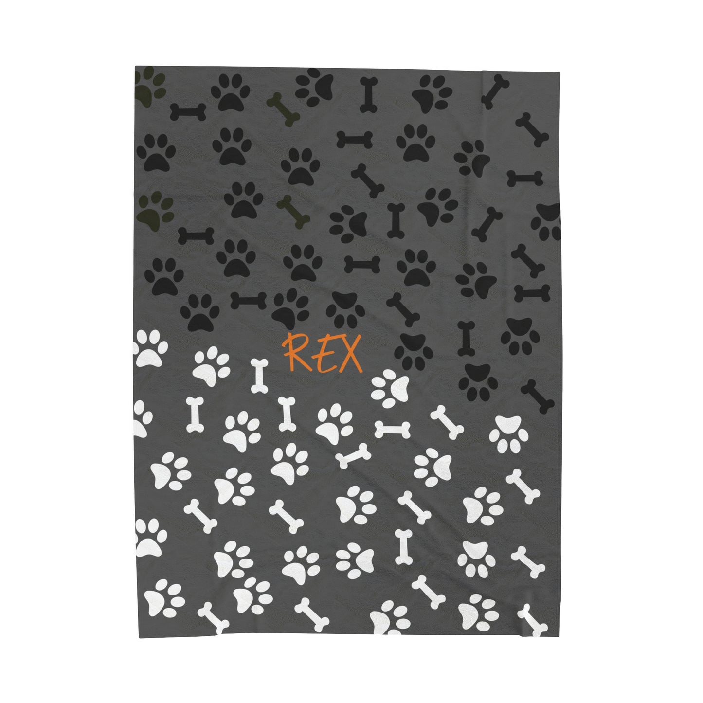 Personalized velveteen Plush Blanket - Rex black & white 2