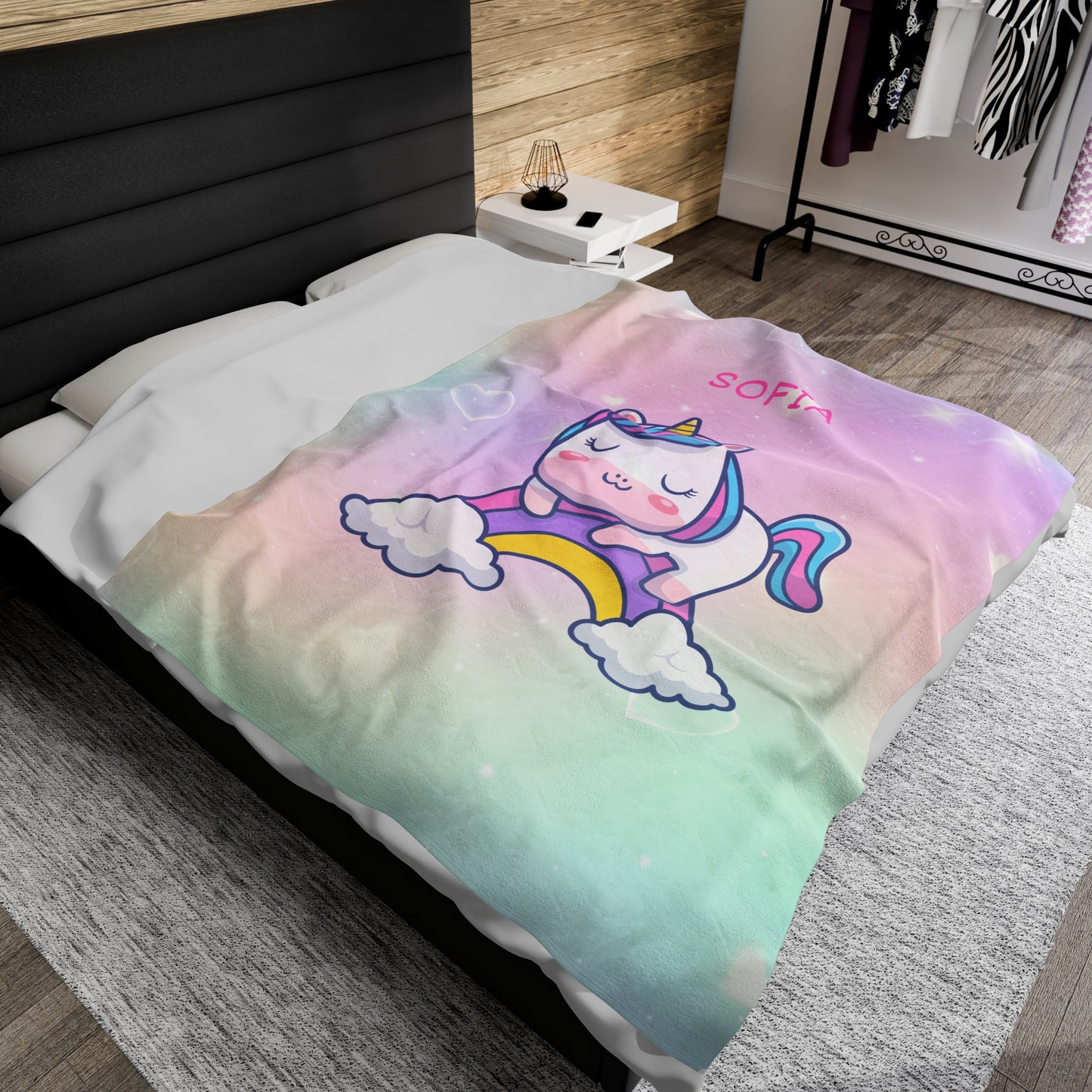 Personalized Unicorn Plush Blanket - Sofia