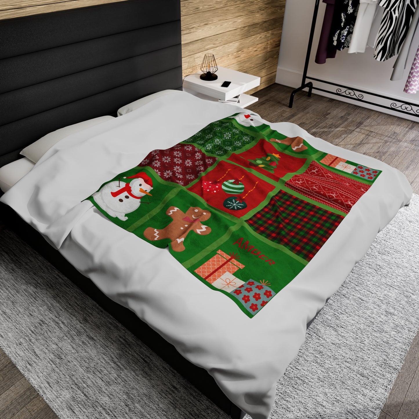 Personalized Velveteen Plush Blanket - Festive Holiday Decor 3