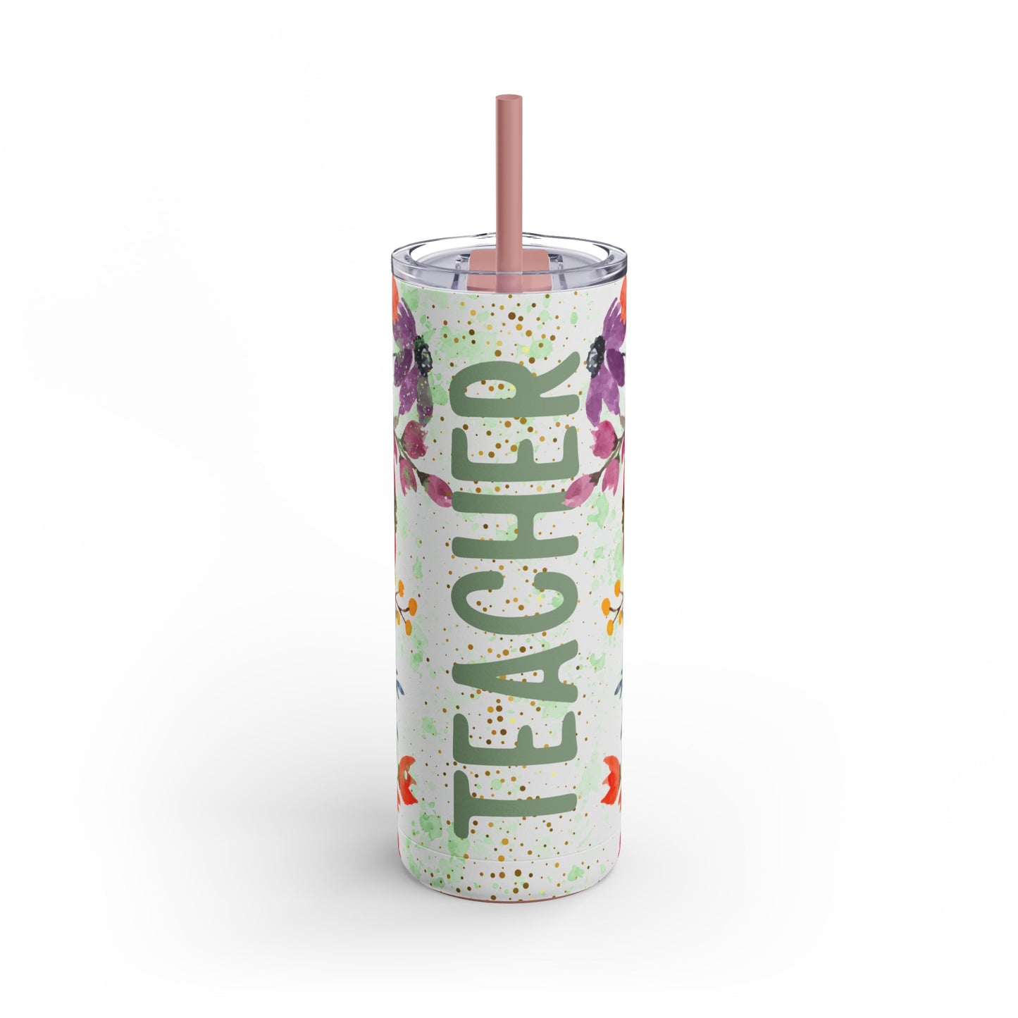 Teacher floral Skinny Matte Tumbler, 20oz