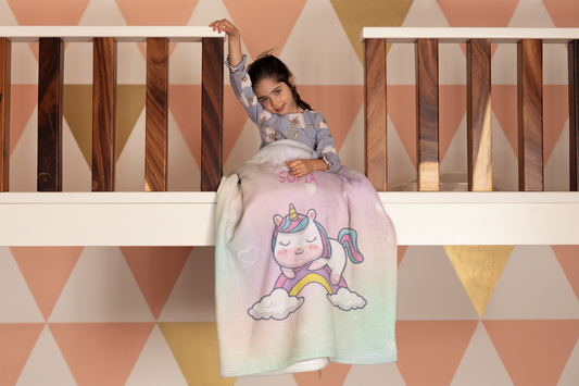 Personalized Velveteen Plush Blanket - Magical Princess Castle Design