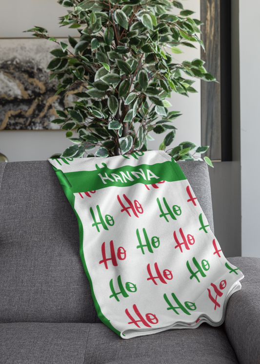 Personalized Velveteen Plush Blanket - Festive Holiday Decor_Ho Ho